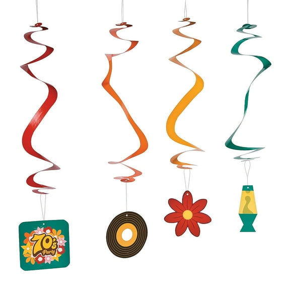 70'S Party Hanging Swirls - Party Decor - 12 Pieces