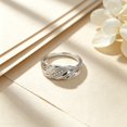 thumbnail image 5 of EJG Twisted Band Cubic Zirconia Ring Silver Tone Pave CZ Statement Ring Women Fashion Jewelry Gift, 5 of 7