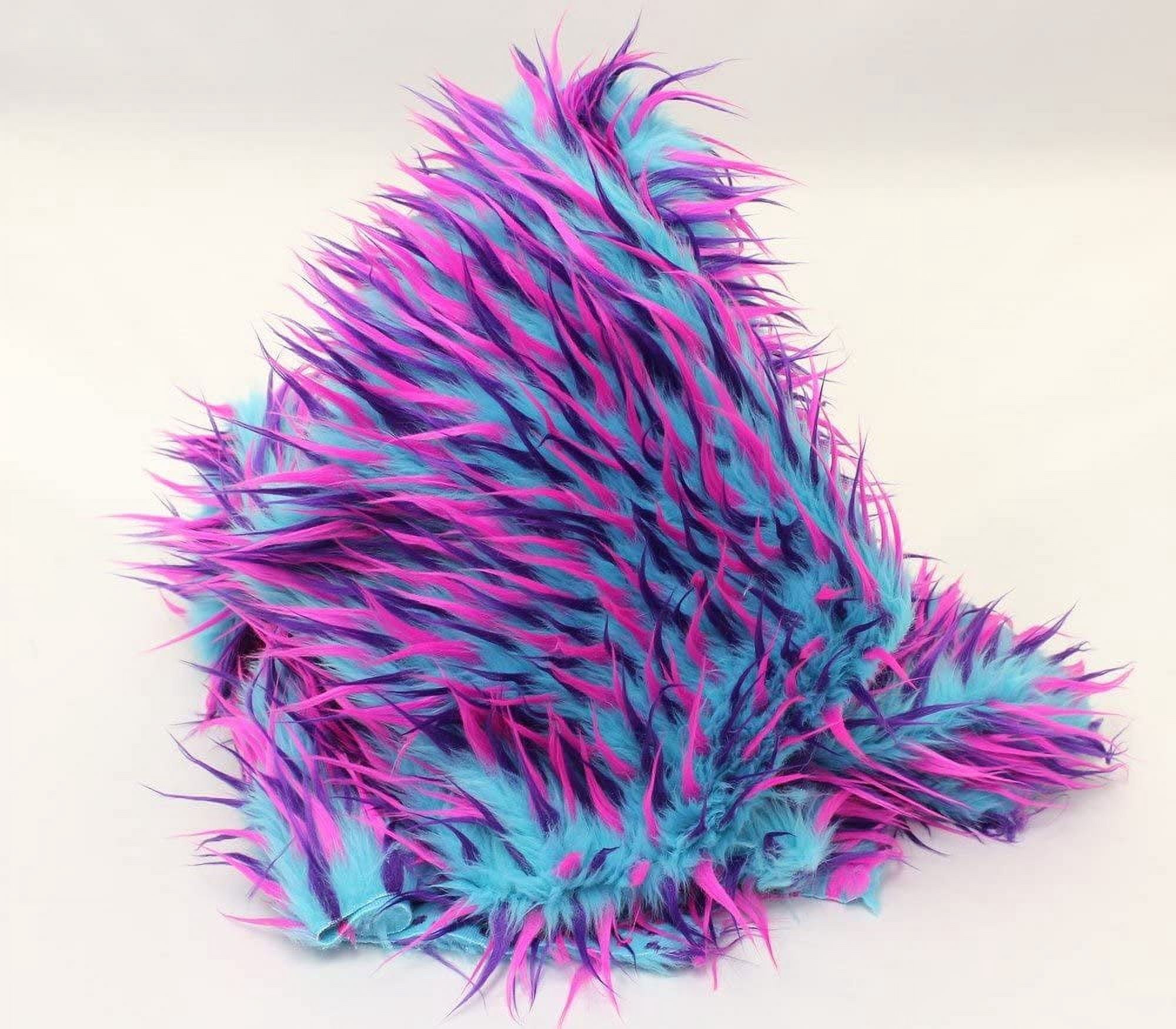 3 Tone Spike Faux / Fake Fur TURQUOISE PINK PURPLE Fabric/ 60" Wide / Sold by the yard