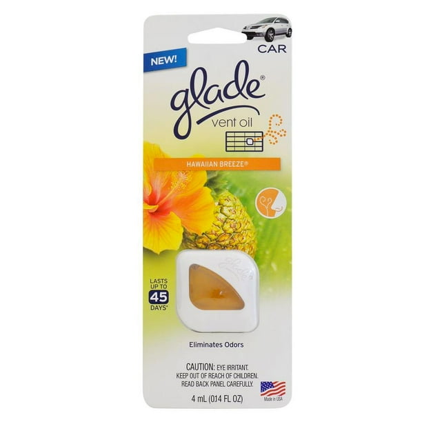 Glade Vent Oil Car AC and Home Air Freshener, Eliminate Odors, Hawaiian