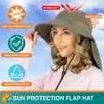 thumbnail image 4 of SUN CUBE Wide Brim Sun Hat with Neck Flap, Fishing Hiking for Men Women Safari, Neck Cover for Outdoor Sun Protection UPF50+ | Olive, 4 of 9