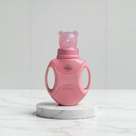 Minitree REGULAR NECK FEEDING BOTTLE WITH HANDL,150ml (Pink ) (Pack of 2)