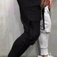 thumbnail image 3 of COMOREBI Mens Cargo Pants Splice Sports Multi-pocket Washed Straight Barrel Outdoor Casual Pants Black XXL, 3 of 3