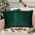 thumbnail image 5 of Luoshdecor Throw Velvet Pillow Covers，Faux Fur Stripe Square Throw Pillow Covers for Christmas Sofa Bed Living Room Decorations 18x18 in, 5 of 6