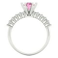 thumbnail image 4 of 1.05ct Round Cut Pink Crystal 18k White Gold Engraving Statement Bridal Wedding Designer Ring Size 5.5, 4 of 5