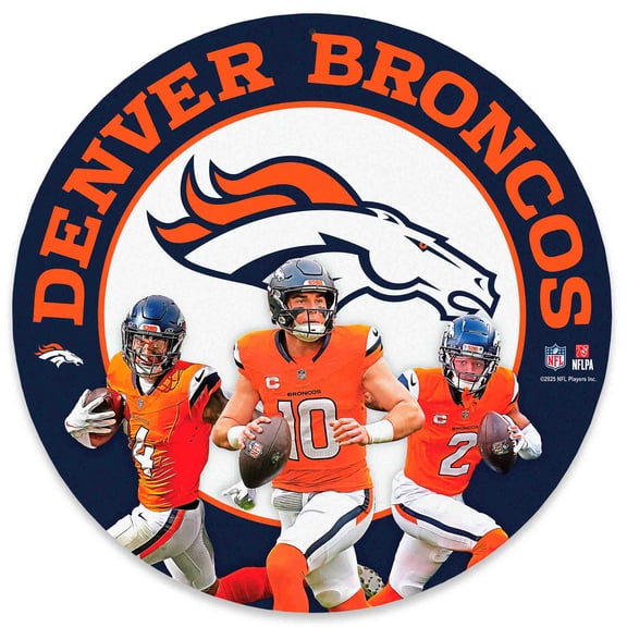 Denver Broncos Pat Surtain II,-Bo Nix &-Courtland Sutton Team Stars 11" Round Metal Sign