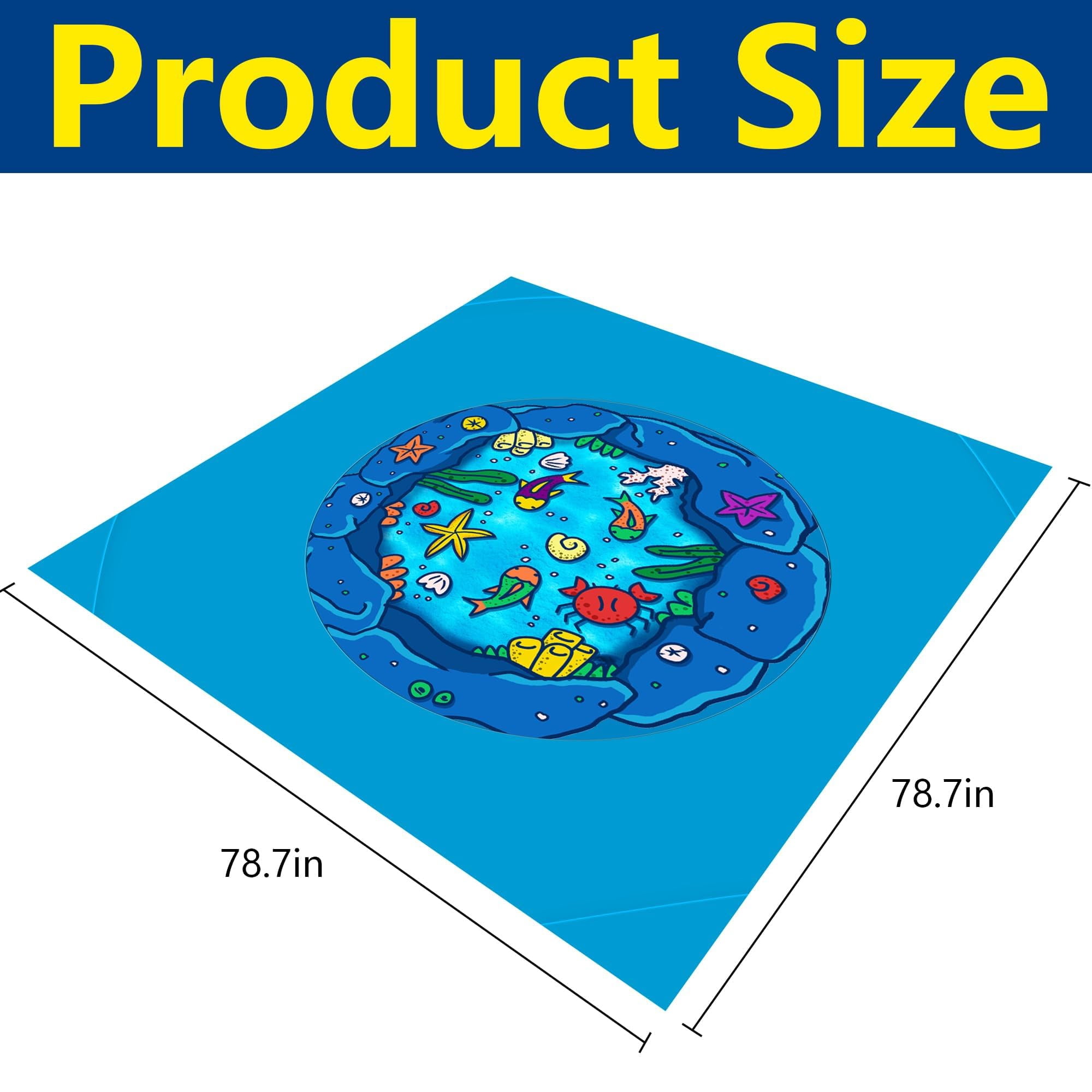 Ebaokuup 6.6 x 6.6 Ft Portable Baby Beach Pool, Waterproof Beach Pool Blanket for Toddler with Water Bag, Collapsible Beach Puddle Mat for Boys Girls Kids Infant Outdoor Summer Vacation