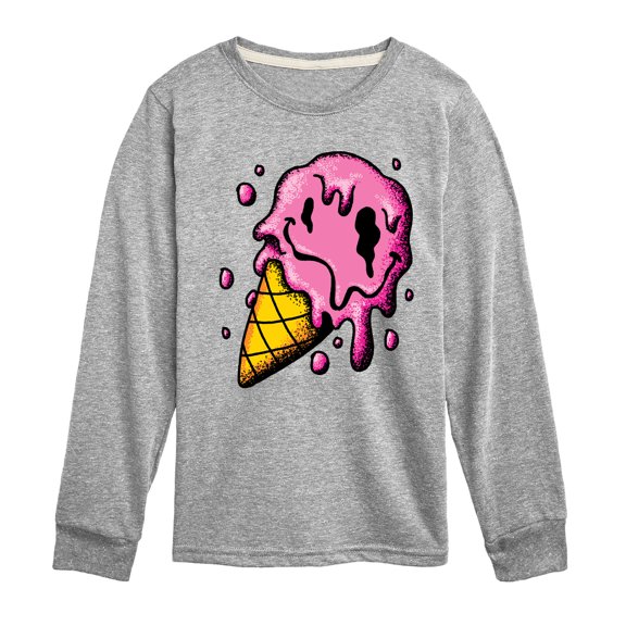 Instant Message - Hot Weather & Melting Ice Cream Long Sleeve Graphic T-Shirt