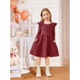 thumbnail image 7 of Arshiner Toddler Girl Dress Baby Girls Knitted Ruffle Sleeve Pocket Dresses A-Line Flared Fall Winter Clothes Beige for 4-5T, 7 of 7
