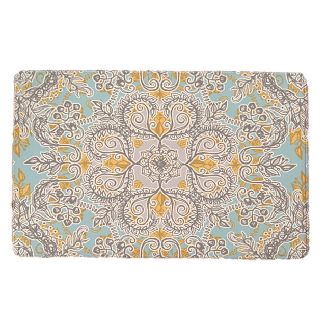 Felpudo de franela suave estilo retro con flores, antideslizante, absorbente de agua, 40 x 60 cm (1)