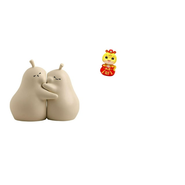 Sujetalibros de cerámica con forma de pera abrazada, fina artesanía, adorno para estantería, maravilloso regalo, estatua de serpiente del año Nuevo Ch