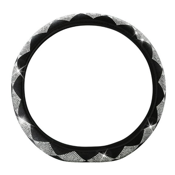 Car Steering Wheel Cover for Women Rhinestone Crystal Diamond Sparkling Universal Fit 14-15 Inches Bling Steering Wheel Cover for Women