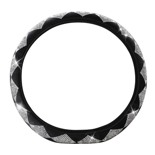 Funda de volante de verano con diamantes de imitación para mujer, protector de volante brillante, ajuste universal, fundas para volante de 14 a 15 pulgadas.