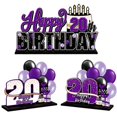 thumbnail image 1 of Lingteer Juego De Centros De Mesa De Acrílico Morado Con Diseño De Feliz Cumpleaños Número 20, Decoración De Regalo Para Fiesta De Cumpleaños Número 20, Saludos A Veinte Años., 1 of 1
