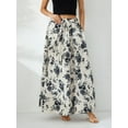 thumbnail image 5 of Ma Baby Women Boho Flowy Maxi Skirt Summer Pleated High Waisted Long Skirts with Pockets, 5 of 6