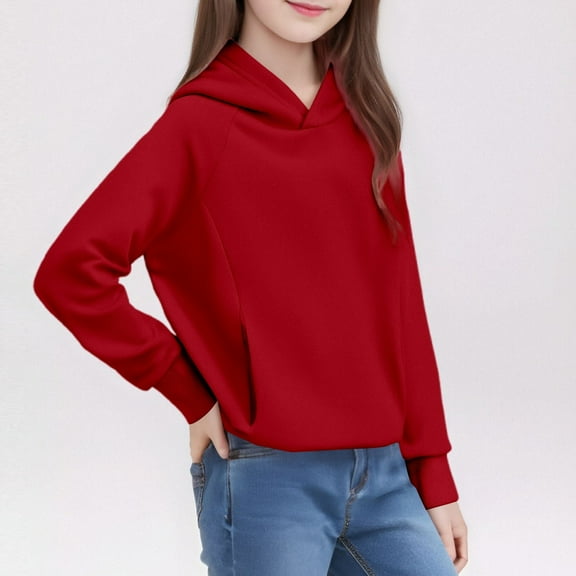Teen Boys Hoodies Solid Hoodies Long Sleeve Pullover Thermal Fashion Winter Clothes Hoodies for Girls 5-6