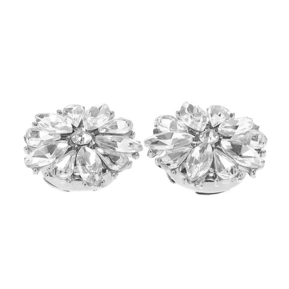 LOLIPPYY 2Pcs Plated Flower Shape Rhinestone Button Covers Easy for Dress Shirt Accessories