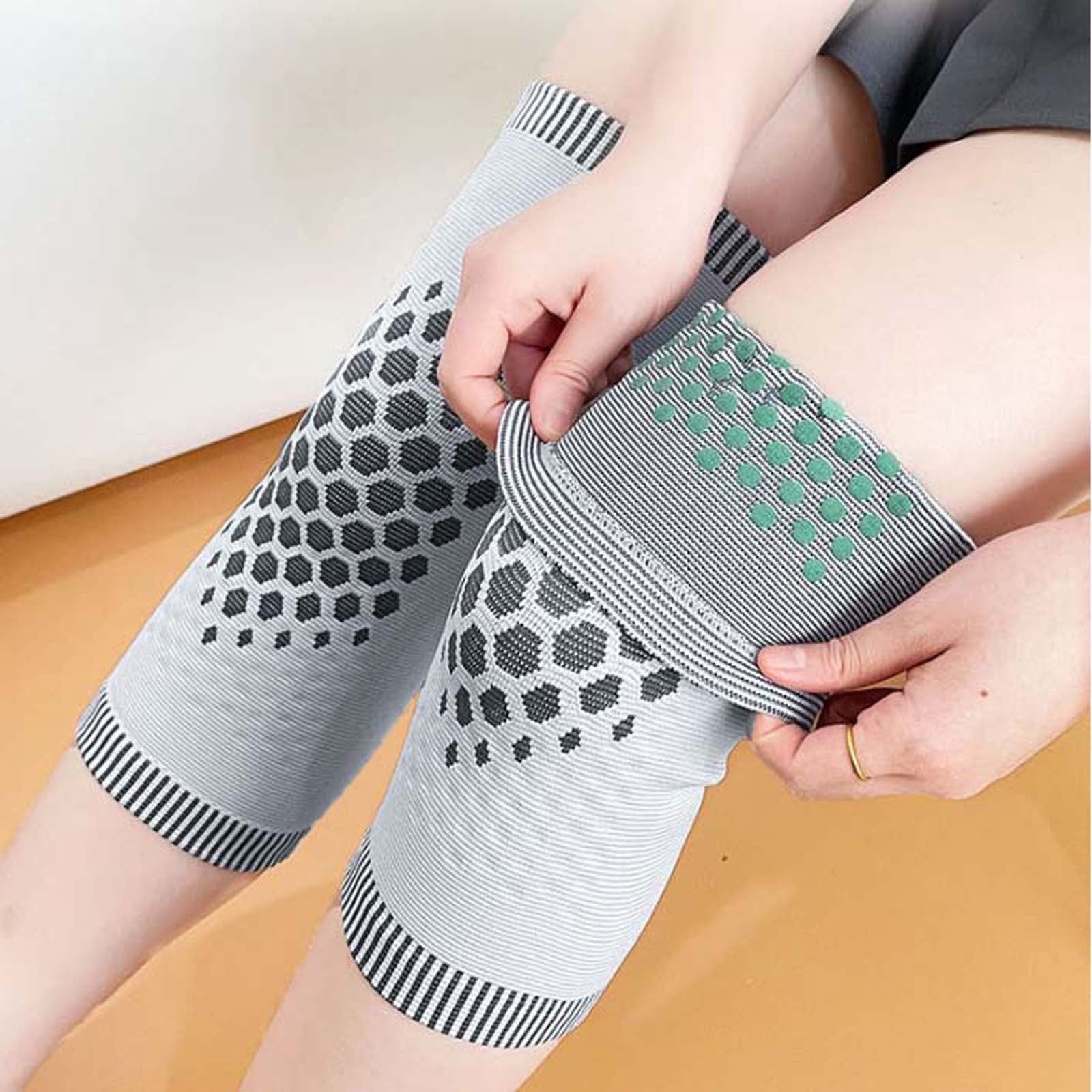 Warm Knee, Women Men Self-Heating Knee Pad, Brace Leg Knee, Wrap Stretchy Thermal Thick Knee, Self Heating Knee Sleeve Brace, Graphene Breathable Knee Pads, Warm Mugwort Knee Pads (Gray-L)