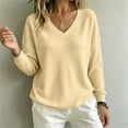 thumbnail image 4 of ClodeEU Women's V Neck Long Sleeve Waffle Tunic Top,Casual Loose Pullover Blouse Yellow,Women's Plus M, 4 of 8