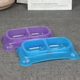 thumbnail image 4 of Double Pet Bowl Solid Color Clear Anti-skid Cat Bowl Rectangular Pet Bowl, 4 of 10