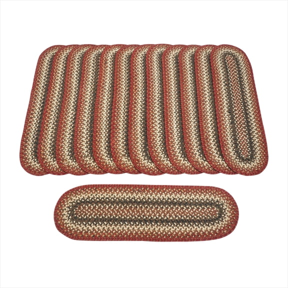 Homespice Decor 8" x 28" Stair Tread Oval Chester Jute Braided Accessories (Set of 13)