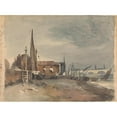 thumbnail image 3 of Thomas Sully 14x11 Black Modern Framed Museum Art Print Titled - Shore Scene with Buildings and Boats, 3 of 5