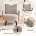 thumbnail image 6 of S-HOME Modern Style Armchair in Boucle Fabric with Side Storage Pocket and Solid Wood Legs for Living Room Office Reading Chair, khaki, 6 of 17