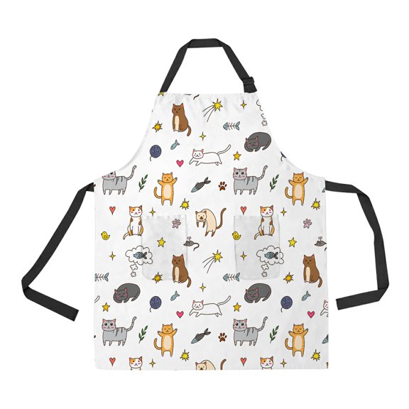 ECZJNT cute funny cats Adjustable Bib Kitchen Apron with Pockets for Women Men