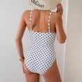 thumbnail image 4 of VISALY Cutout One Piece Swimsuit with Ring Linked Tummy Control Ruched Polka Dot Monokini Bathing Suit for Beach Vacation Slimming Swimwear One Piece Bathing Suits One Piece Beach Swimwear Beige L, 4 of 5