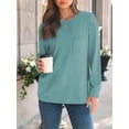thumbnail image 2 of SHIBEVER Long Sleeve Shirts for Women Fall Shirts for Womens Tops Trendy Crew Neck Womens Long Sleeve Tops Autumn Comfy Winter Clothes Light Green XXL, 2 of 10
