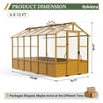 thumbnail image 6 of WUKHG 6x12ft Wooden Greenhouse with Pine Wood Frame & Polycarbonate Panels, Walk-In Outdoor Greenhouse with Reinforced Roof, Lockable Door & Roof Vents for Backyard Garden, 6 of 8
