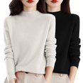 thumbnail image 2 of Chandail à Col Rond pour Femmes, Automne et Hiver, 2 Pcs, Couleur Unie, Doux et Confortable, 2 of 4