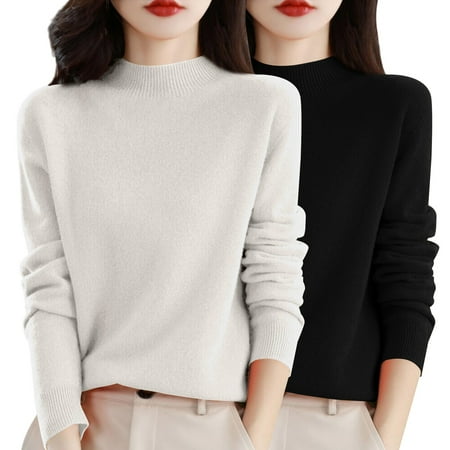2026 Winter Sweater Black Sweater Long Sleeves Round Neck Essential Women Hoodies Solid Color Warm Cardigan Loungewear Hoodie(S)