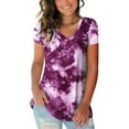 thumbnail image 2 of Plus Size Tops for Women V Neck Tie Dye Loose Fit Blouses Dressy Casual Lightweight Short Sleeve Tee Shirts Tunic Tops, 2 of 7