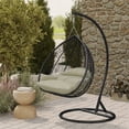 thumbnail image 2 of LeisureMod Hanging Swing Chair Two-Person Seater Egg Chair Black Frame in Teardrop Design with Armrest Removable Zippered Washable Polyester Cushion Cover for Indoor and Patio Recluse Collection, 2 of 11