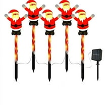 Beautynvta 6 Pcs Solar Christmas Garden Stake Lights, Outdoor Waterproof Solar Santa Claus Stake Pathway Lights for Yard Garden Patio Lawn Decor