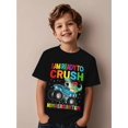 thumbnail image 1 of Boys' "I'm Ready to Smash Kindergarten" Monster Truck and Dinosaur Graphic T-Shirt - Funny Birthday and First Day of School Toddler Shirt, Machine Washable, with Blue Truck and Red Gloves D, 1 of 6