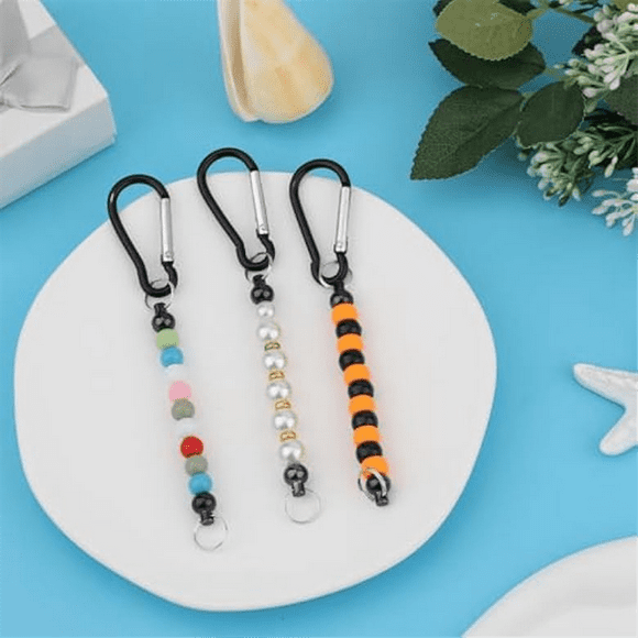 50pcs Beadable Keychain Bars, Bead Key Chain Making Kit Keychain Accessories Charms Beads DIY Blank Metal Keychain