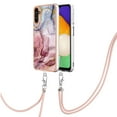 thumbnail image 2 of SaniMore for Samsung Galaxy A15 Case, Marble Pattern 3 in 1 Heavy Duty Shockproof Full Body Hard PC IMD Bumper Crossbody Lanyard Women Girls Shockproof Cover for Samsung Galaxy A15, Rose-Carmine, 2 of 7
