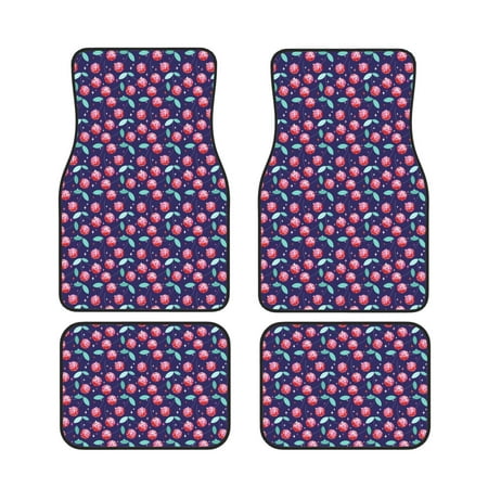 Cauagu Cool Mirror Cherries Pattern Car Floor Mat Set of 4 Car Carpet Mats Car Mats with Anti-Slip Backing & Driver Heel Pad Universal Fit for Cars/Trucks/SUV/Vans