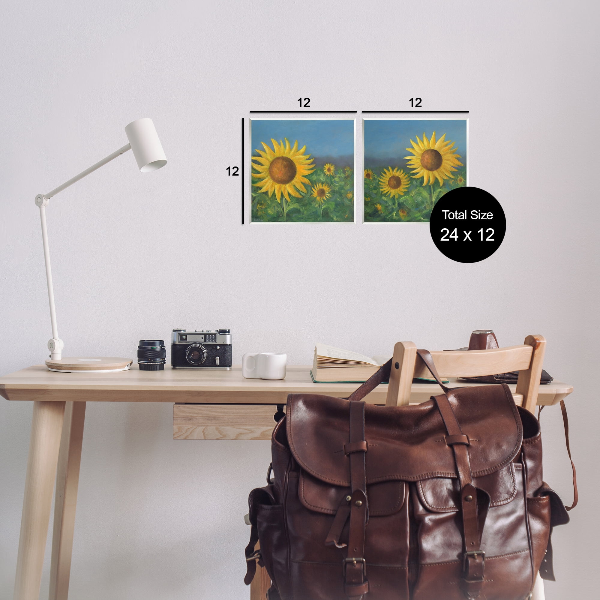 Stupell Industries Gorgeous Sunflower Field Plants & Flowers Painting Unframed Art Print Wall Art, 12 x 12, Set of 2