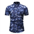 thumbnail image 1 of LSLJS Mens Casual Short Sleeve Printing Cardigan Turn-Down Collar T-Shirt Blouse Tops, 1 of 5
