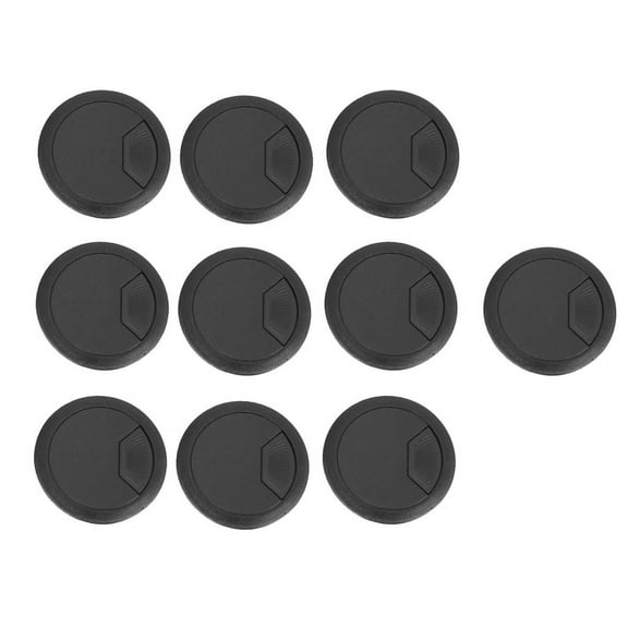 10Pcs Round Plastic Desk Cable Grommet Hole Cover 50mm Black