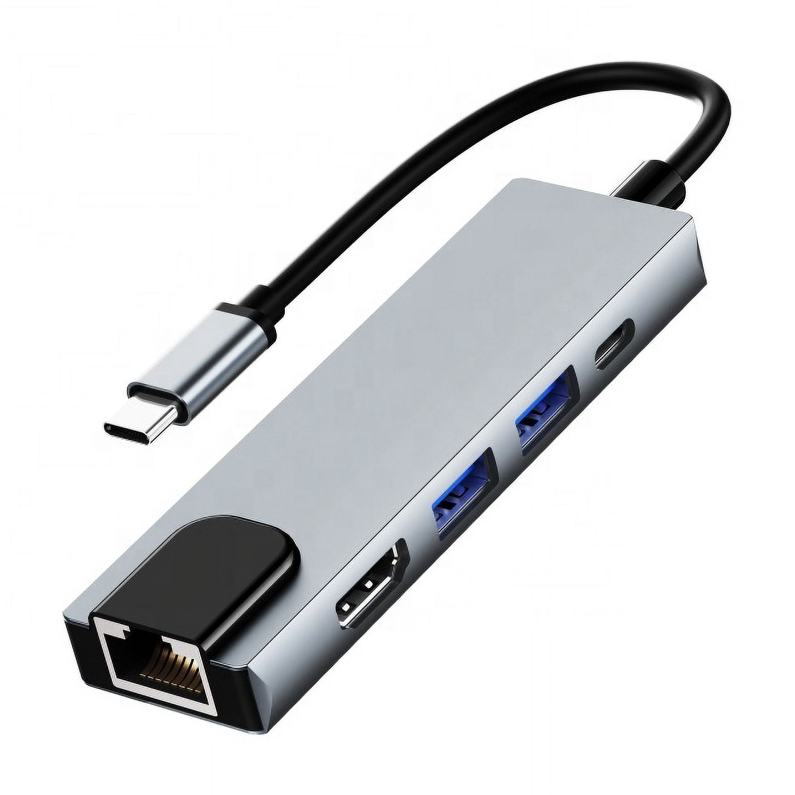 DOONJIEY  PD 87W RJ45 Ethernet 4K HDTV 5 In 1 Hub Aluminum Alloy Multiport Type C USB Adapter Hub for Laptop