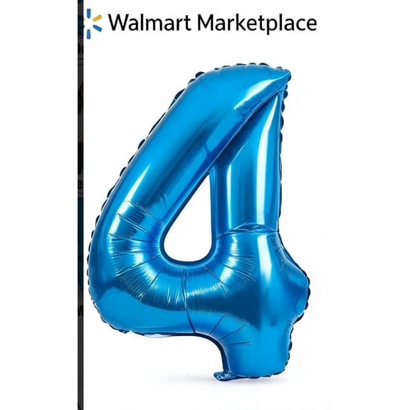 34" Blue Aluminum Balloon Number 4