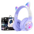 thumbnail image 1 of KERHAND Auriculares Bluetooth con cancelación de ruido para niños,Auriculares plegables para gatos con oreja con luz LED,Auriculares con orejas de gato para niños pequeños con micrófono/tarjeta TF,Aur, 1 of 5
