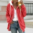 thumbnail image 2 of Feancey Womens Plus Size Winter Jackets Fuzzy Fleece Zip Up Hoodies Drawstring Long Sleeve Hooded Jacket Comfy Plush Warm Coats Red S, 2 of 6