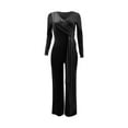 thumbnail image 3 of WREESH Womens Business Casual Jumpsuit Fall Fashion Long Sleeved V-Neck Zipper Solid Long Jumpsuit Black, 3 of 8