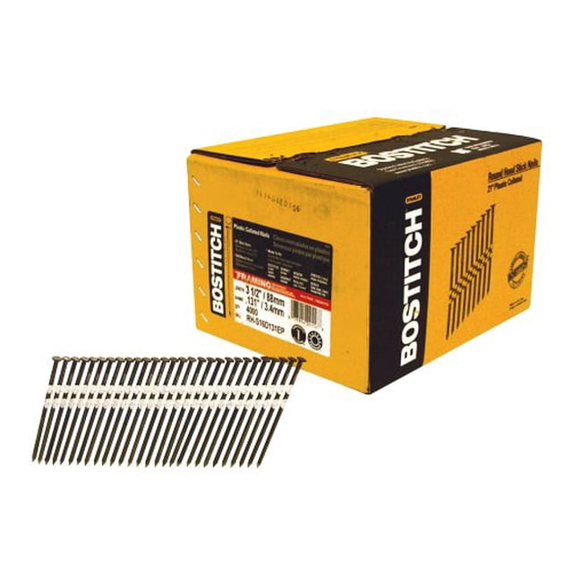 BOSTITCH RH-S16D131EP Round Head 3-1/2-Inch-by-1/8-Inch-by-21-Degree Plastic Collated Framing Nail, 4,000 per Box