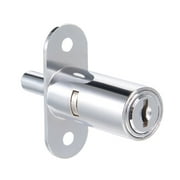 Uxcell 0.75''x1.57'' Drawer Desk Wardrobe Push Plunger Lock Zinc Alloy Chrome Finish Silver Tone 1pcs